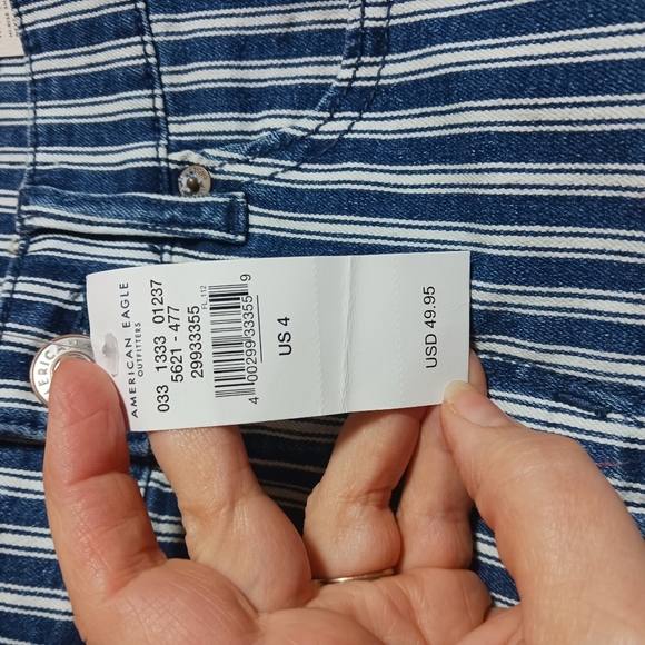 NWT American Eagle Hi Rise Shortie next level Stretch Striped Jean Short… - Picture 7 of 11